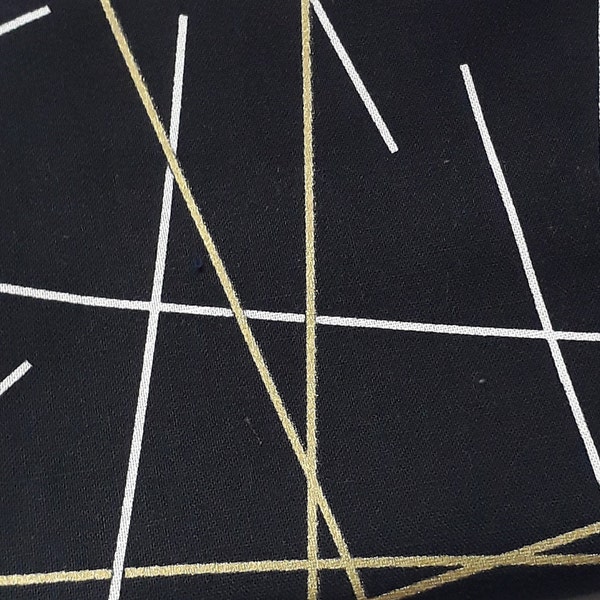 Trés joli tissu patchwork 100% coton noir motifs geometriques