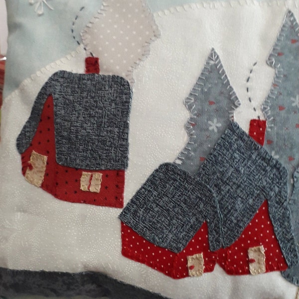 kit  patchwork ( coussin matin de neige 3 ) tissus gabarits