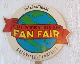 Vintage 1978 Nashville countrymuziek Fan Fair, hand gehouden ventilator, Music City, Grand Ole Opry, CMA Country Music Association