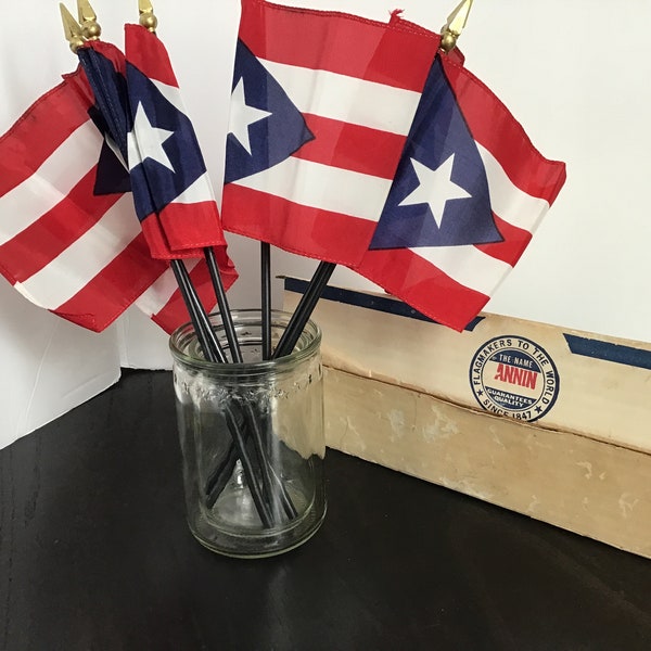 Vintage small Puerto Rico flag, hand held, made in the U.S., Empire Brand, new old stock