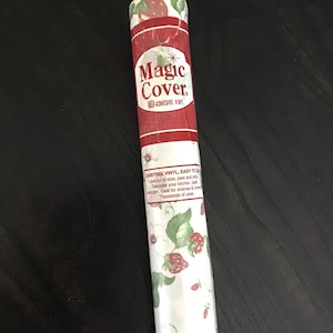 Vinile autoadesivo Magic Cover Strawberry, anni '80, 8 iarde di lunghezza, 18 pollici di larghezza, nuovo rotolo mai usato
