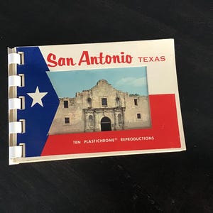 Vintage 1960s San Antonio Texas Plasticchrome Reproductions mini Postkartenbuch mit Spiralbindung