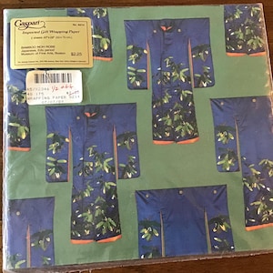 papier cadeau Caspari vintage, peignoir nô en bambou, emballage non ouvert, 2 feuilles