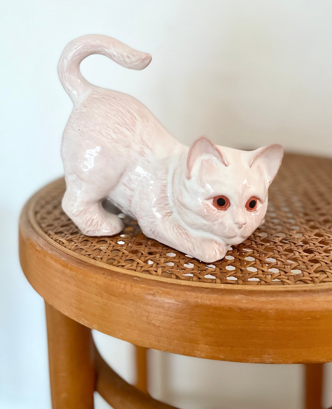 Vintage White Cat Figurine Midcentury Ceramic Cat Statue Etsy