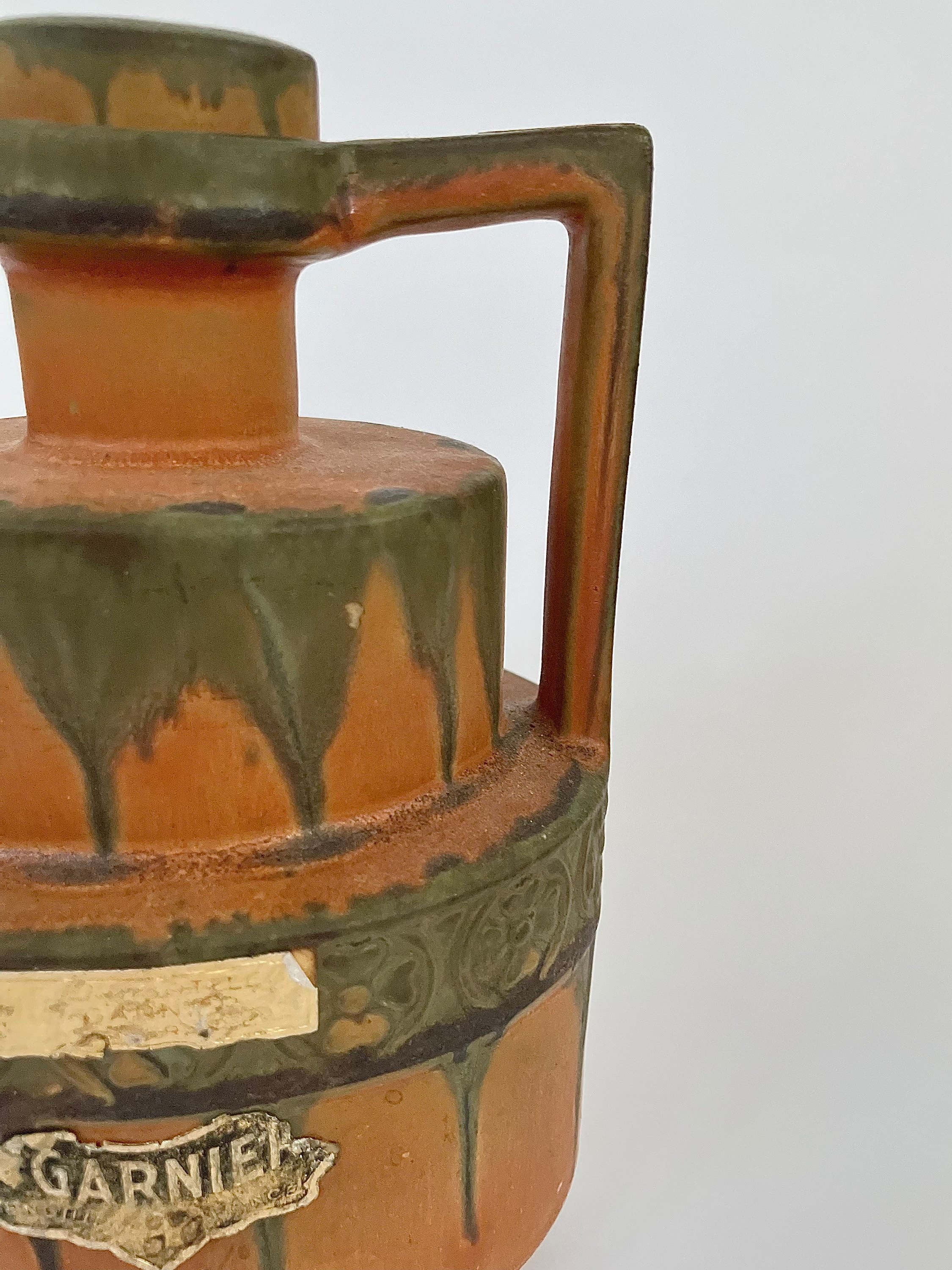 Antique Art Nouveau Denbac French Pottery Liquor Bottle 20th Century