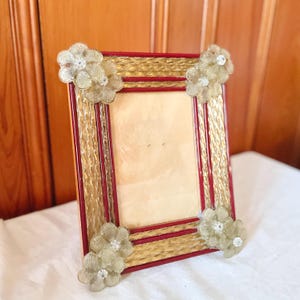 Vintage Murano Blown Glass Vetri Fiori Picture Frame | 1960s Venetian Glass Flower Photo Frame Made in Italy