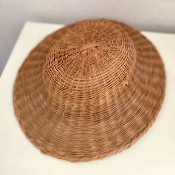 Vintage Rattan Woven Pith Helmet | 1950s Handmade… - image 1