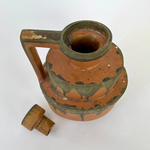 Antique Art Nouveau Denbac French Pottery Liquor Bottle 20th Century