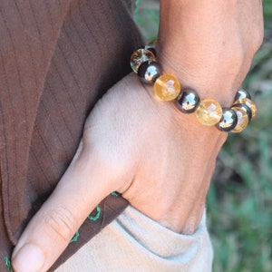 Hematite and Citrine Bracelet - A Beacon of Grounding and Abundance