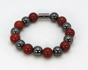 Hematite and Red Jasper Bracelet - A Symbol of Endurance and Vitality
