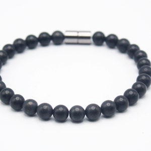 Schungit Armband für Männer/Frauen 6mm/8mm/10mm Energie Schutz Armband echter Schungit AAA Grade mit Magnetverschluss