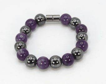 Hematite and Amethyst Bracelet - A Union of Protection and Serenity