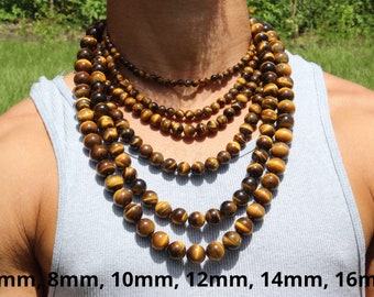 Mens tiger eye 2025 bead necklace