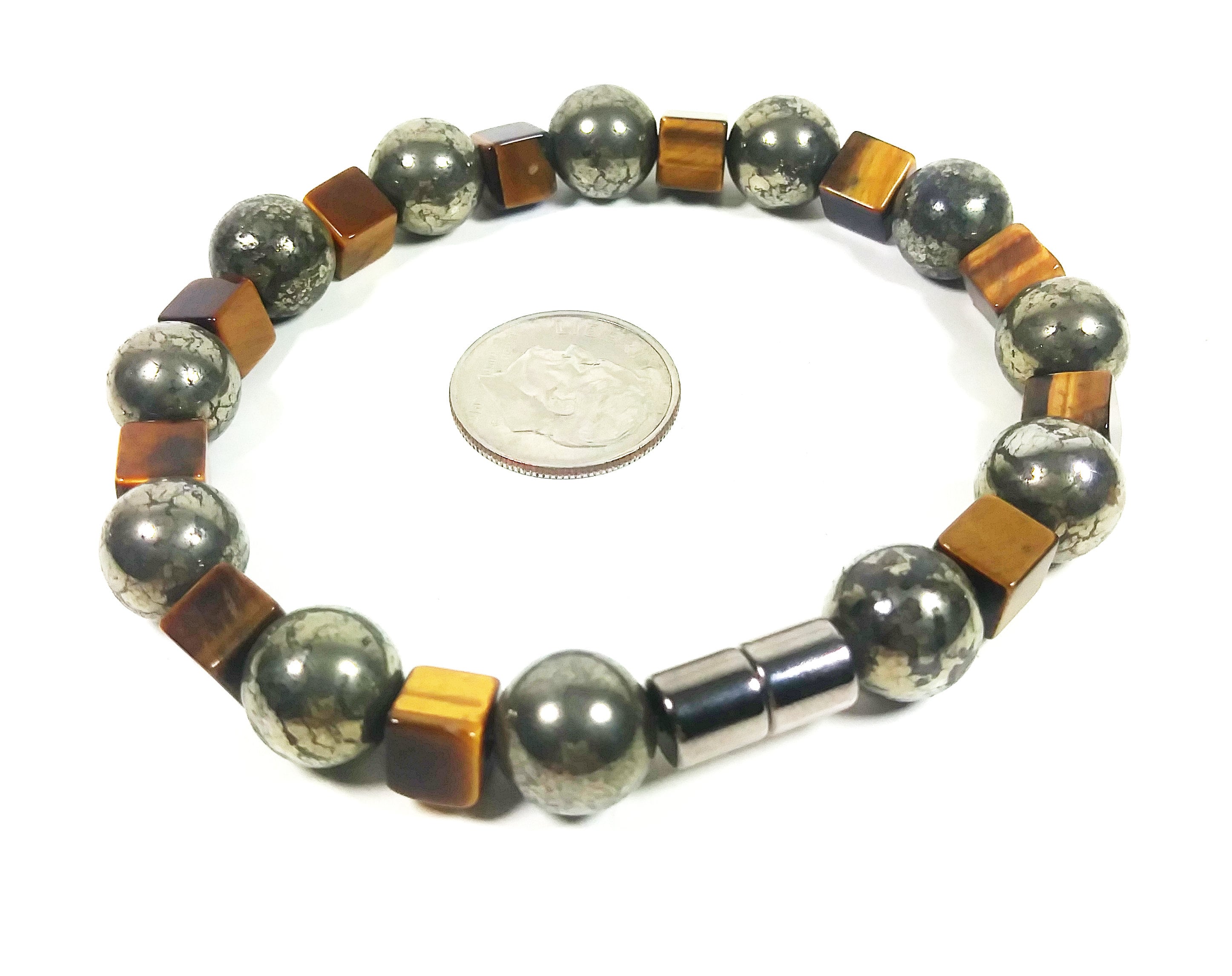 Pyrite & Tiger Eye Bead Bracelet For Men And Women Etsy