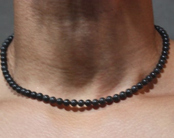 Echte Schungit Kristall Halskette für Männer/Frauen EMF Schutz Halskette 6 mm Schungit Schmuck Handmade in den USA
