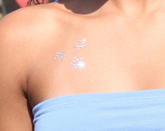 Tatuaje corporal de estrella de cristal de Swarovski: joyas corporales para festivales rave