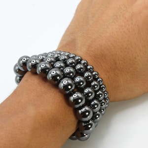 6/8/10/12mm Hematite Bracelets with Magnet Clasp - Grounding & Protection Stone Jewelry