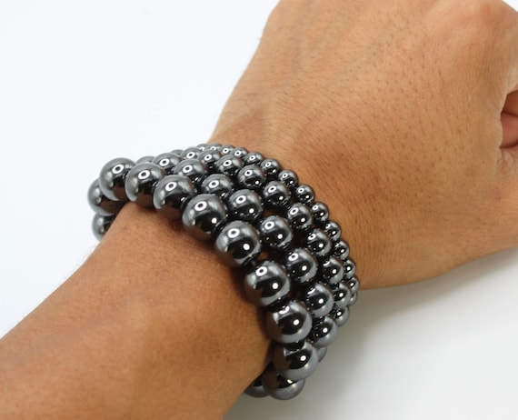 Bracciale Uomo In Ematite - Design Moderno E Minimalista, Lucentezza Metallic, Chiusura Regolabile, Gioiello Elegante E Senza Tempo