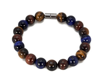 Prism of Power: Red, Blue, and Yellow Tiger Eye Bracelet - Spectrum of Strength