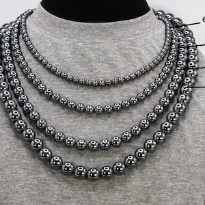 12/10/8/6mm Hematite Necklace - Protection Jewelry - Grounding Stones - Necklaces for Women/Men - Healing Crystals Neckless Magnetic clasp