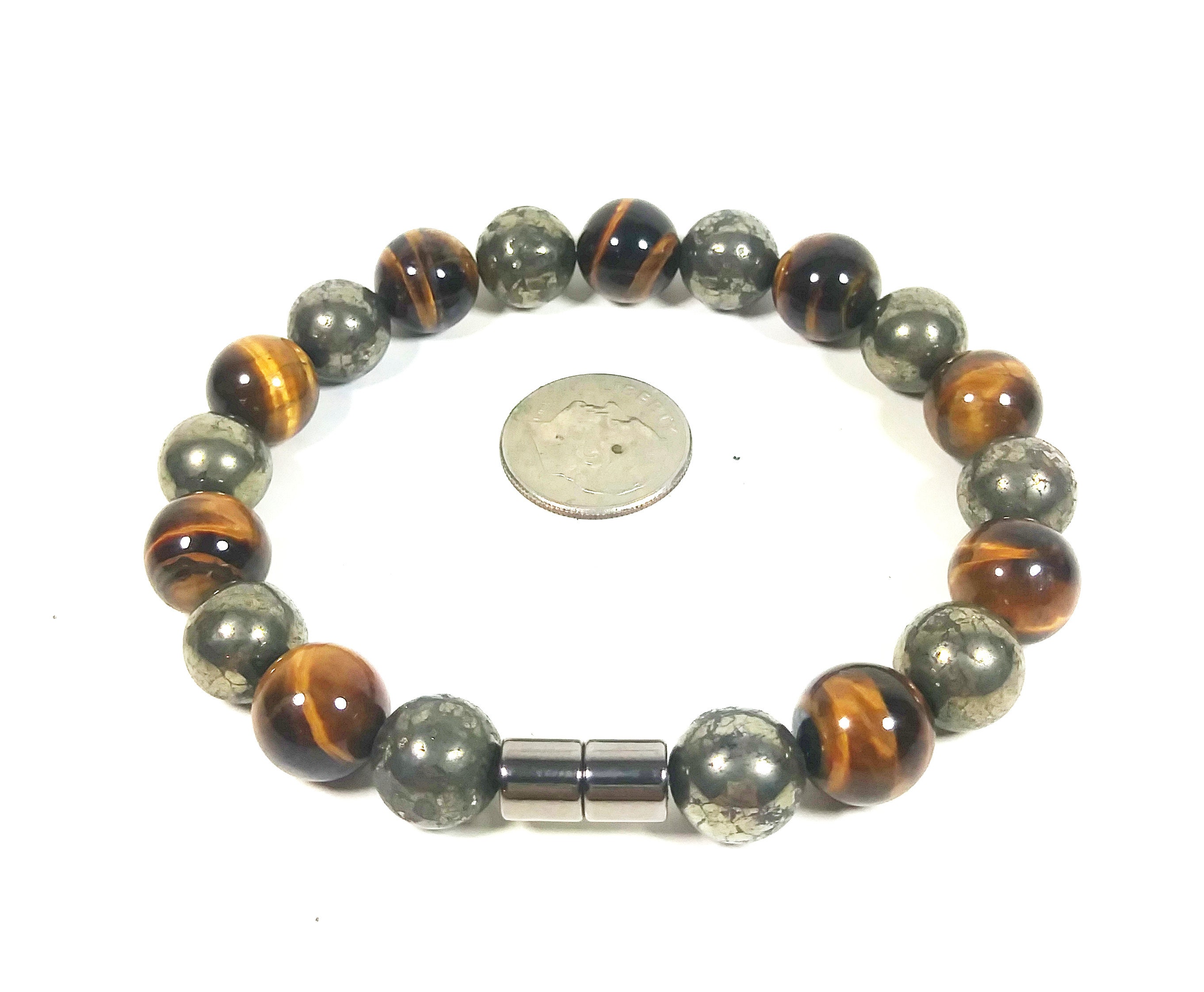 Pyrite & Tiger Eye Bead Bracelet For Men And Women Etsy