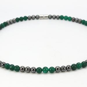 Green Jade and Hematite Necklace - Harmony and Protection Embodied