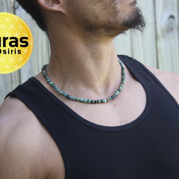 African Turquoise Necklace - Turquoise Jewelry for Men/Women - Promotes Positivity - Overcome Destructive Habits - Increase Confidence