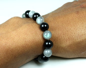 Black Tourmaline Bracelet - Labradorite Bracelet - Emotional Balance - Protection Stones