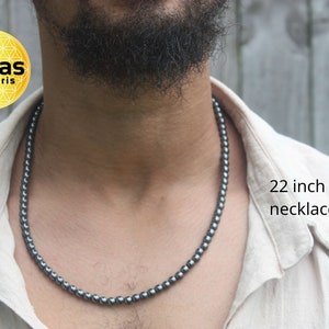 12/10/8/6mm Hematite Necklace Protection Jewelry Grounding Stones Necklaces for Women/Men Healing Crystals Neckless Magnetic clasp image 9