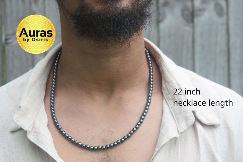 12/10/8/6mm Hematite Necklace Protection Jewelry Grounding Stones Necklaces for Women/Men Healing Crystals Neckless Magnetic clasp image 9