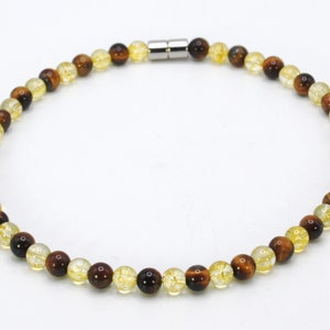 Genuine Yellow Tiger Eye and Citrine Necklace - Gifts for Man/Woman - 6mm Bead Diameter Necklace