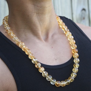 14mm Citrine Crystal Necklace: November Birthstone, Scorpio Zodiac