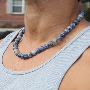 Handcrafted Sodalite Beaded Necklace: Blue Gemstone Jewelry