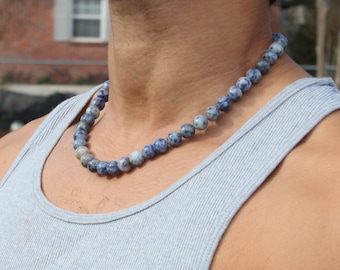 Handcrafted Sodalite Beaded Necklace: Blue Gemstone Jewelry