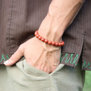 Red Jasper Bracelet for Men/Women 6mm 8mm 10mm 12mm Beaded Jewelry for Energy Courage & Grounding