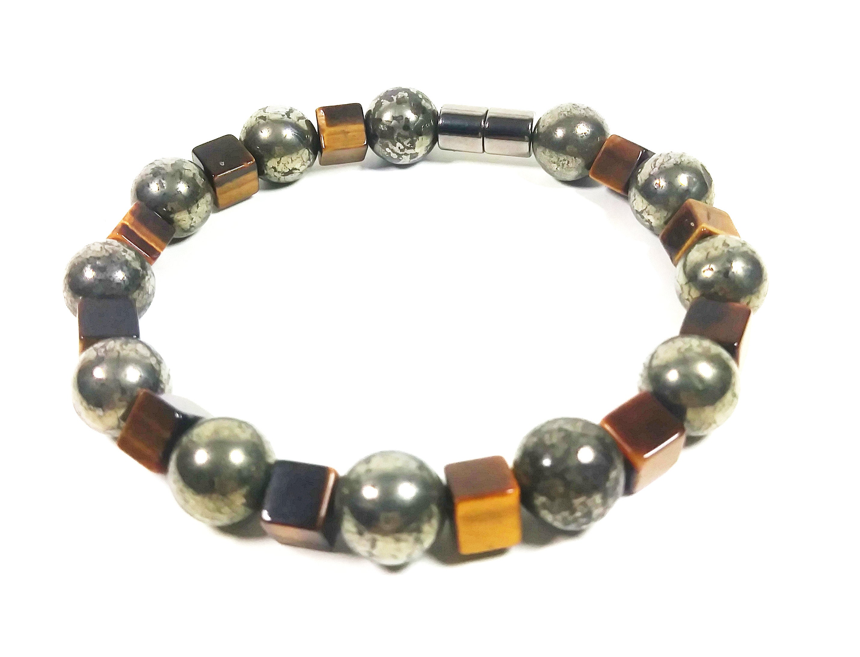 Pyrite & Tiger Eye Bead Bracelet For Men And Women Etsy