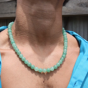 Collar de cristal de aventurina verde - Joyería de cristales de aventurina - Collares para mujer/hombre - Gargantilla de jade y aventurina con cuentas