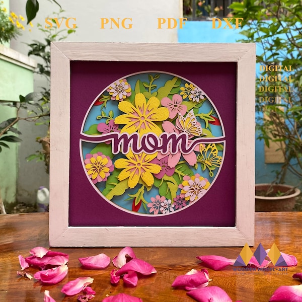 3D Mom SVG - 3D Mom Light Box - 3D Best Mom Ever SVG - Mother's Shadowbox svg - Mom for Cricut - for Silhouette - Mother's Day Layered.