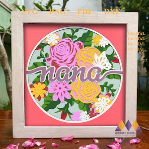 3D Nana SVG - 3D Grandma Light Box - 3D Best Mom Ever SVG - Grandma Shadowbox svg - Mom for Cricut - for Silhouette - Mother's Day Layered.