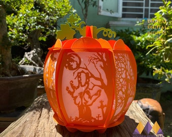 3D PUMPKIN Halloween Lantern Svg For Cricut Projects DIY, PUMPKIN Halloween Decor, Paper Cut Light Box