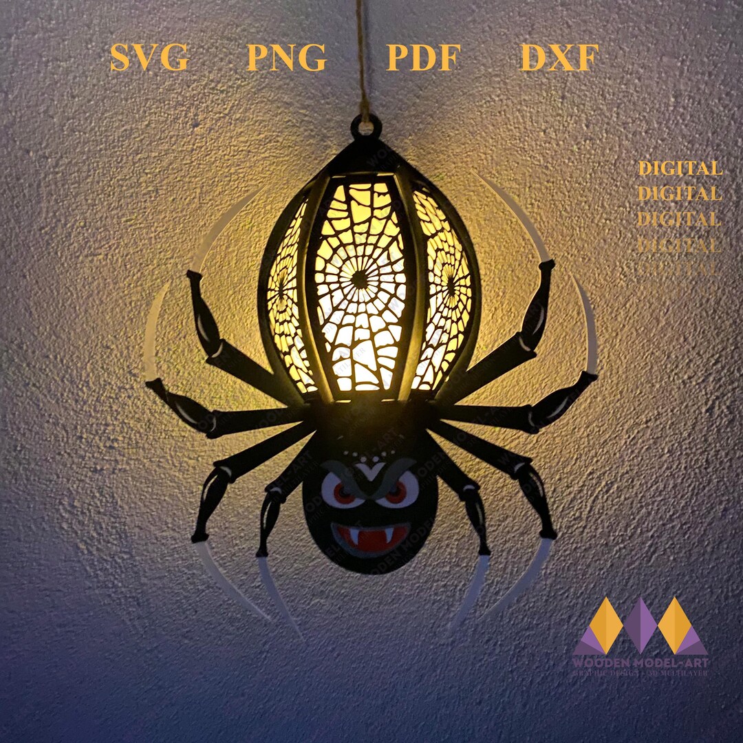 SPIDER Lantern SVG CARDSTOCK, Spider Paper Lantern for Halloween ...