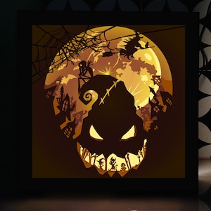 Scatola luminosa di Halloween Svg, taglio di carta 3D, modello