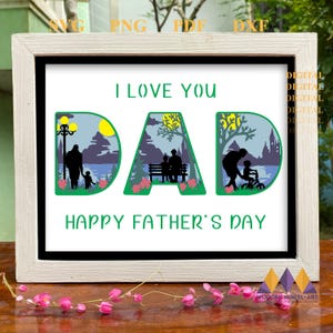3D Papa Shadow Box svg, Vater und Sohn, Vatertagsgeschenk für Papa & Papa, Cardstock Laterne, Vatertagsgeschenke svg, Datei für Cricut.