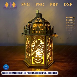 Halloween Lantern Laser Cut File: Gothic Table Lamp SVG (Digital Download)