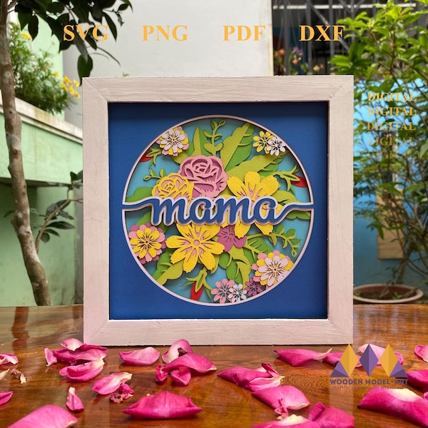 3D Mama SVG - 3D Mom Light Box - 3D Best Mom Ever SVG - Mother's Shadowbox svg - Mom for Cricut - for Silhouette - Mother's Day Layered.