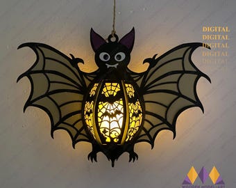 Bat Lantern SVG: Halloween Decoration Light Box (Digital Download)