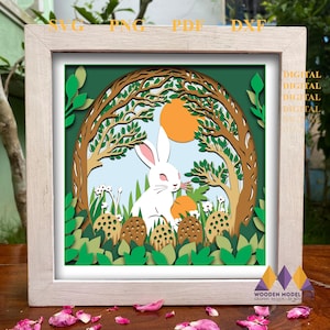 Fichier Cricut Lapin de Pâques Svg Shadow Box, printemps Shadow Box svg, svg de Pâques Shadow Box, svg en couches 3D, projets Cricut, modèle de boîte d'ombre.
