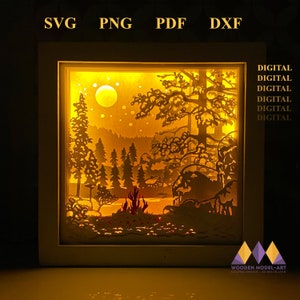 Christmas Santa Cabin Shadow Box SVG: Winter Forest 3D Paper Cut (Digital Download)