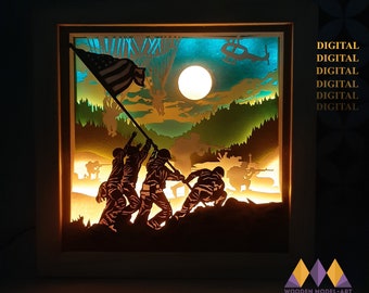 3D Military Shadow Box Template: US Army Veteran SVG (Digital Download)