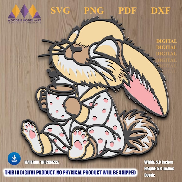 Conejito de Pascua SVG multicapa, Mandala 3D, Corte láser, Archivo de corte de papel, DIY, Capas